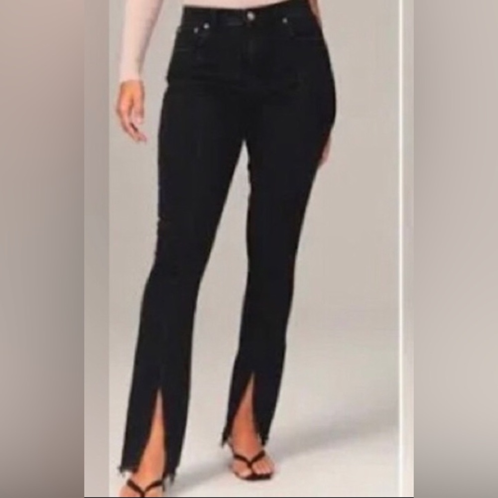 Abercrombie & Fitch Skinny High Rise Split Hem Black Jeans 28/6